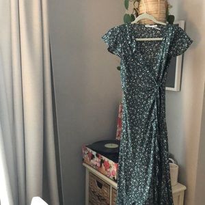 Urban outfitters blue midi wrap dress
